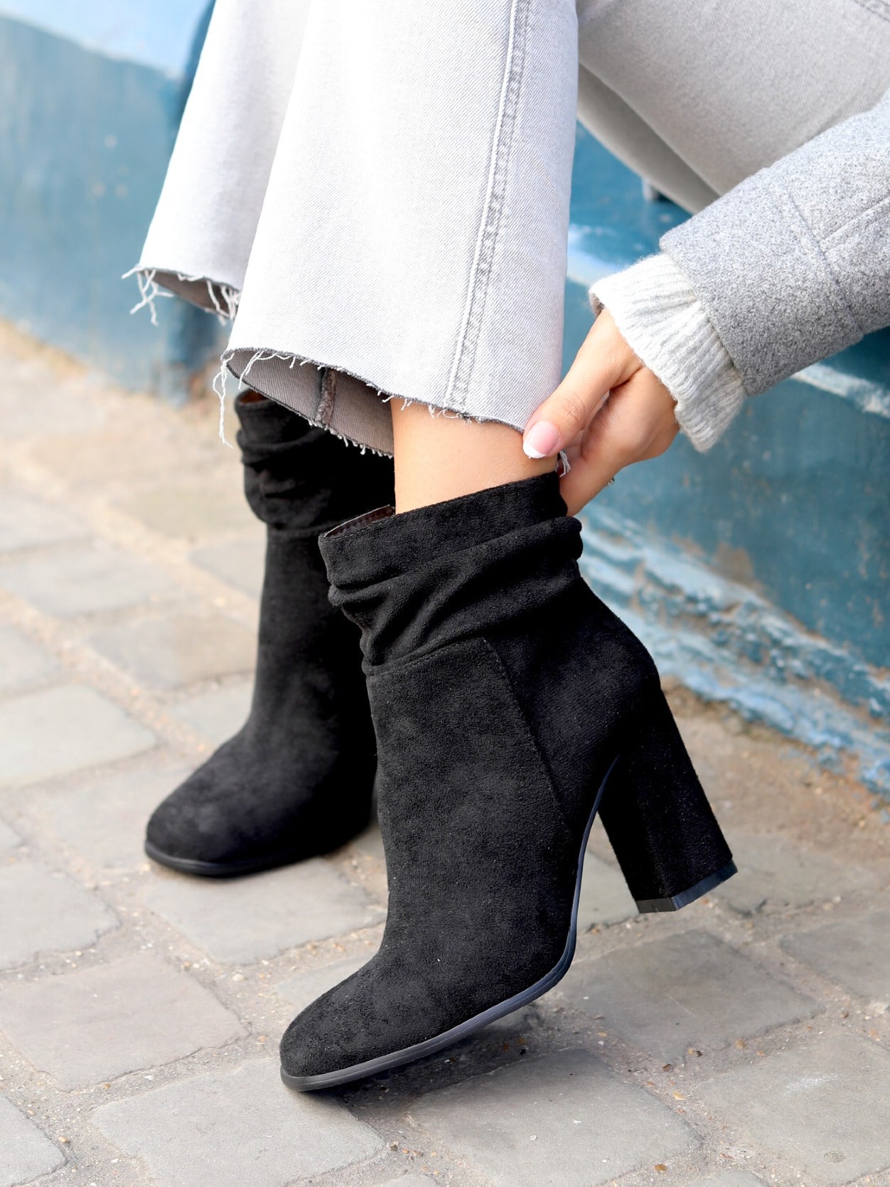 Ruched ankle boots